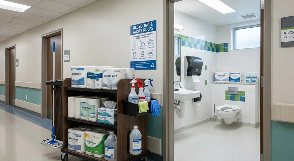 Restroom cleaning & restocking