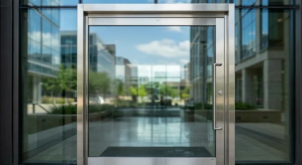 Storefront glass cleaning